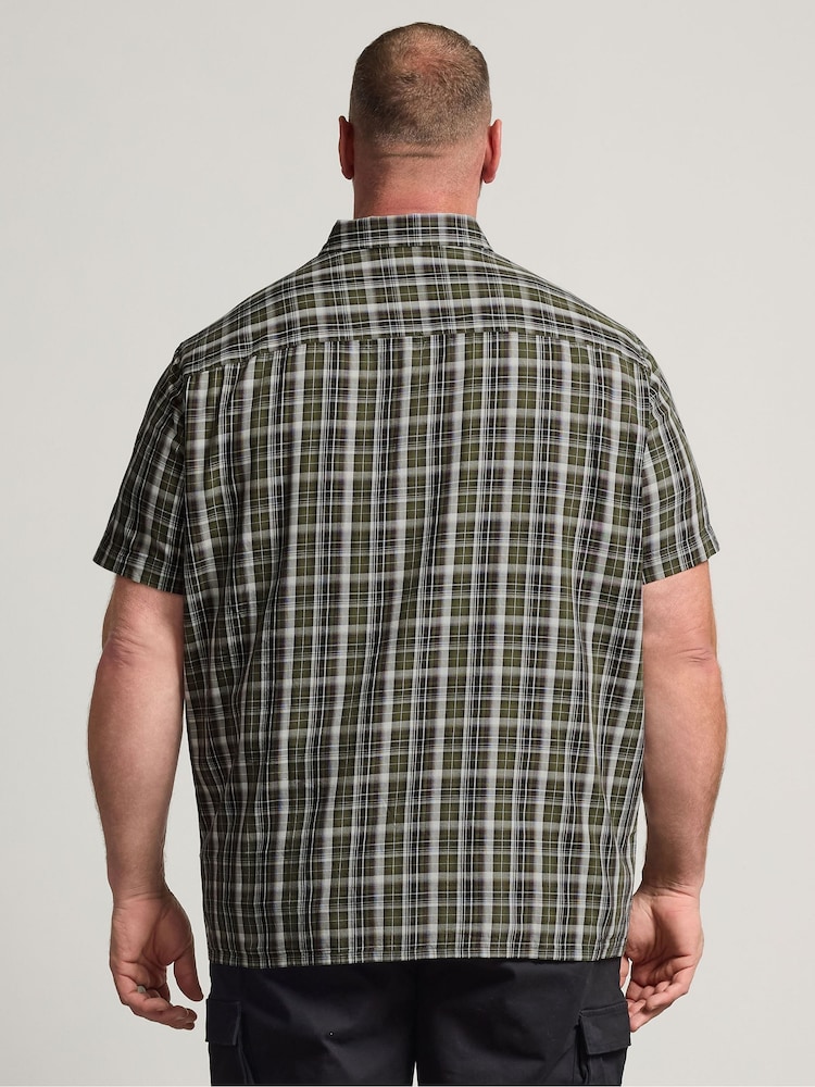 BadRhino Big & Tall Green Checked Short Sleeve Shirt - Image 2 of 6 BadRhino Big & Tall Green Checked Short Sleeve Shirt - Image 2 of 6
