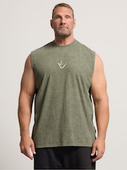 BadRhino Big & Tall Green IronRhino Acid Wash Old English Vest - Image 1 of 7
