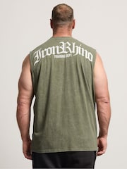 BadRhino Big & Tall Green IronRhino Acid Wash Old English Vest - Image 3 of 7