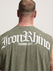 BadRhino Big & Tall Green IronRhino Acid Wash Old English Vest - Image 4 of 7