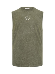 BadRhino Big & Tall Green IronRhino Acid Wash Old English Vest - Image 6 of 7