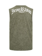 BadRhino Big & Tall Green IronRhino Acid Wash Old English Vest - Image 7 of 7