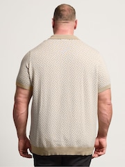 BadRhino Big & Tall Natural Patterned Knitted Trophy Polo Shirt - Image 3 of 4