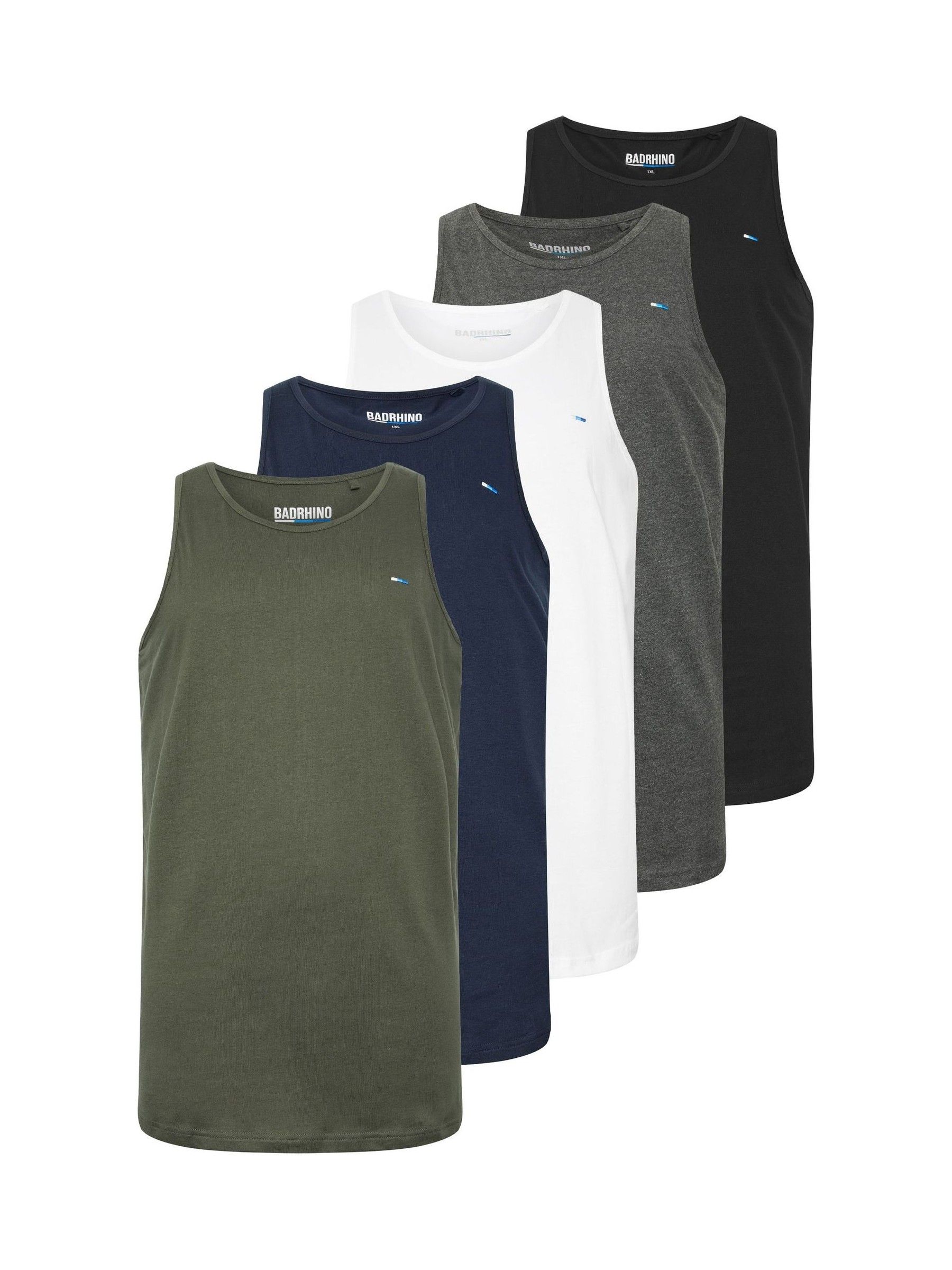 Badrhino Big & Tall Men's Green Vests 5 Pack