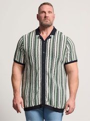 BadRhino Big & Tall Green Knitted Zig Zag Shirt - Image 1 of 4