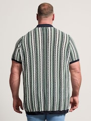 BadRhino Big & Tall Green Knitted Zig Zag Shirt - Image 3 of 4