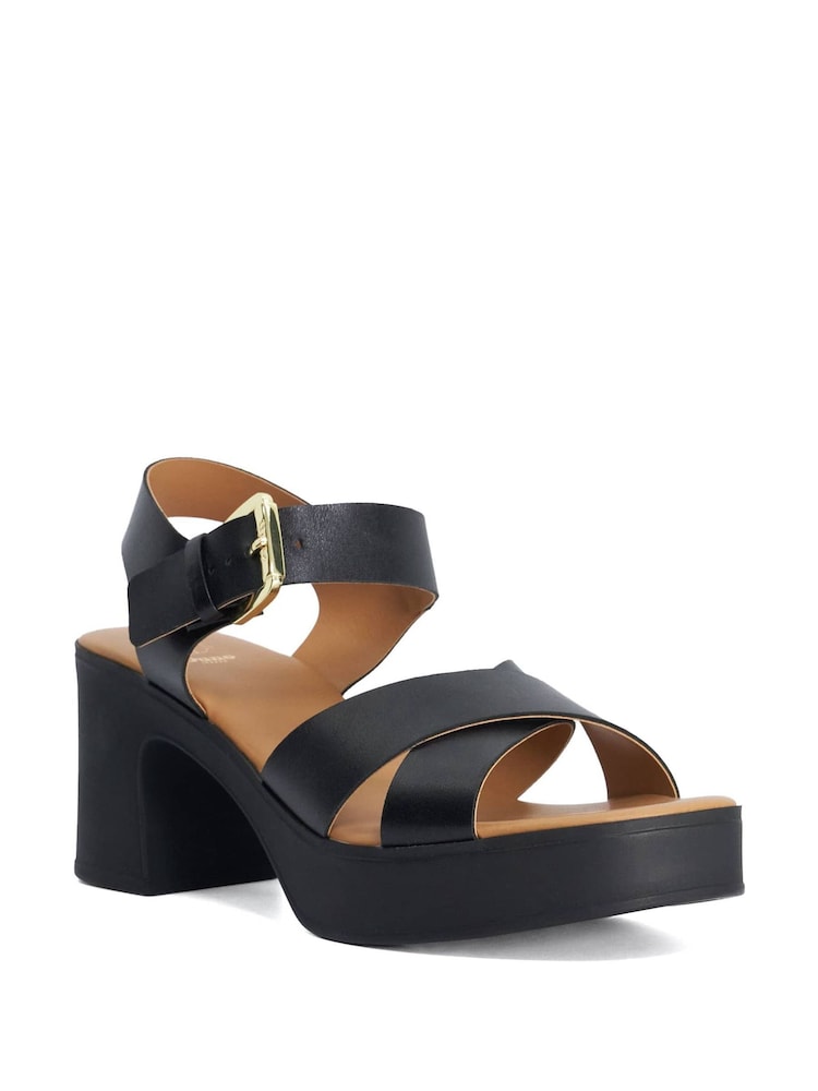 Dune London Black Judge Block Heeled Sandals - Image 2 of 5 Dune London Black Judge Block Heeled Sandals - Image 2 of 5