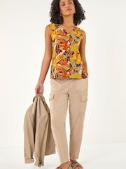 Roman Leaf Print Button Blouse - Imagen 2 de 5