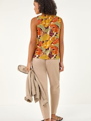 Roman Leaf Print Button Blouse - Imagen 3 de 5