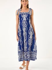 Roman Blue Abstract Midi Dress - Image 2 of 9