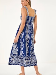 Roman Blue Abstract Midi Dress - Image 3 of 9