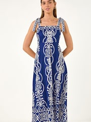 Roman Blue Abstract Midi Dress - Image 4 of 9
