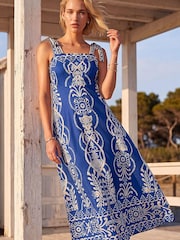 Roman Blue Abstract Midi Dress - Image 6 of 9