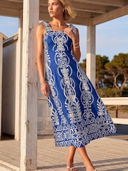 Roman Blue Abstract Midi Dress - Image 7 of 9