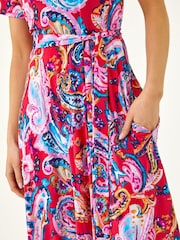 Roman Red Petite Floral Tie Front Swing Dress - Image 5 of 5