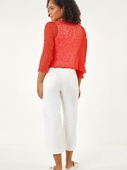 Roman Orange Waterfall Popcorn Knitted Cardigan - Image 4 of 5