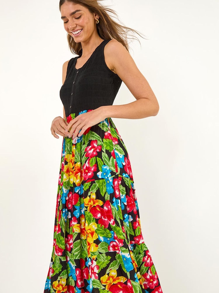 Roman Floral Button Front Midi Dress - Imagen 1 de 5