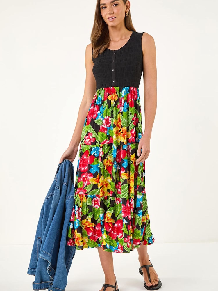 Roman Floral Button Front Midi Dress - Imagen 2 de 5