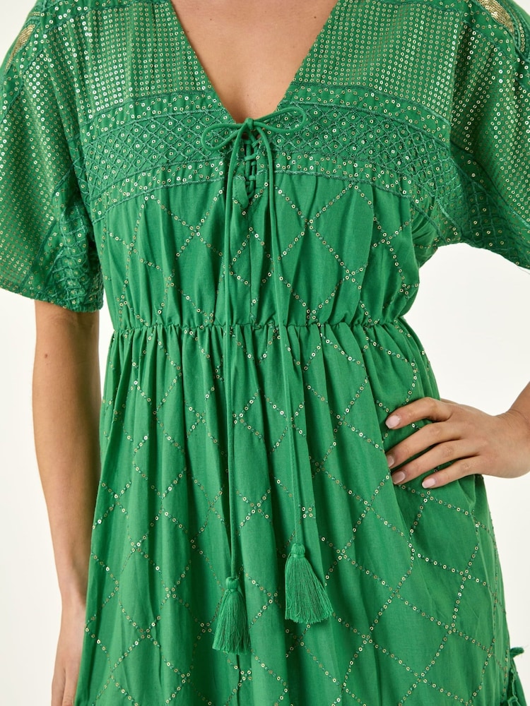 Roman Green Petite Boho Shimmer Maxi Dress - Image 5 of 5