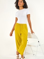 Roman Yellow Cropped Linen Trousers - Image 1 of 5