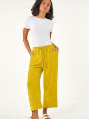 Roman Yellow Cropped Linen Trousers - Image 2 of 5