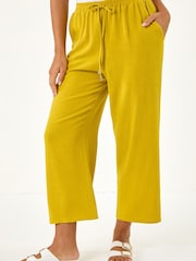 Roman Yellow Cropped Linen Trousers - Image 4 of 5