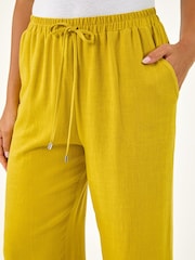 Roman Yellow Cropped Linen Trousers - Image 5 of 5