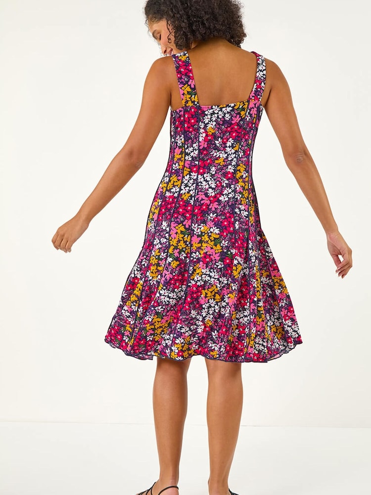 Roman Floral Print Stretch Panel Dress - Imagen 2 de 5