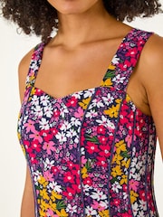 Roman Floral Print Stretch Panel Dress - Imagen 5 de 5