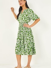 Roman Green Petite Swirl Print Midi Dress - Image 1 of 5