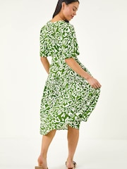 Roman Green Petite Swirl Print Midi Dress - Image 2 of 5