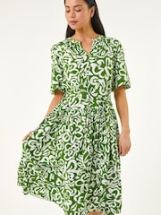 Roman Green Petite Swirl Print Midi Dress - Image 3 of 5
