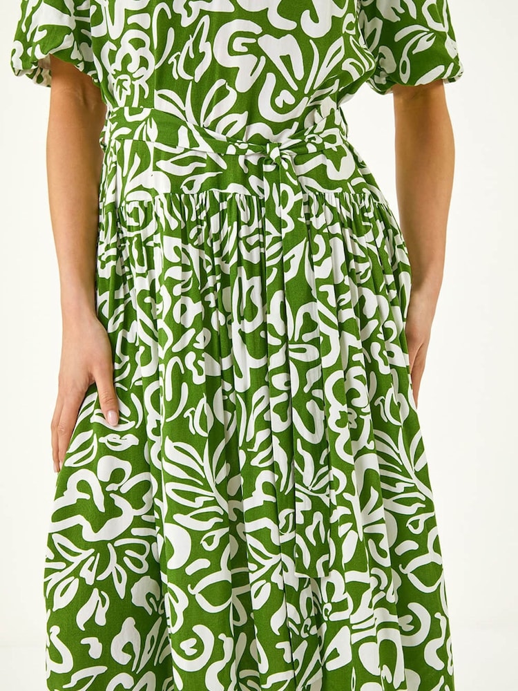 Roman Green Petite Swirl Print Midi Dress - Image 5 of 5 Roman Green Petite Swirl Print Midi Dress - Image 5 of 5