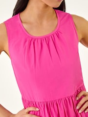 Roman Pink Petite Cotton Tiered Smock Dress - Image 6 of 6