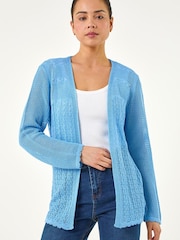 Roman Blue Pointelle Knit Cardigan - Image 6 of 6