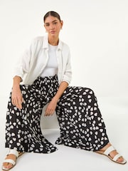 Roman Black Abstract Palazzo Trousers - Image 1 of 5