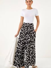 Roman Black Abstract Palazzo Trousers - Image 2 of 5