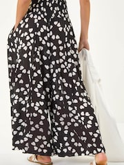 Roman Black Abstract Palazzo Trousers - Image 3 of 5