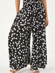 Roman Black Abstract Palazzo Trousers - Image 4 of 5