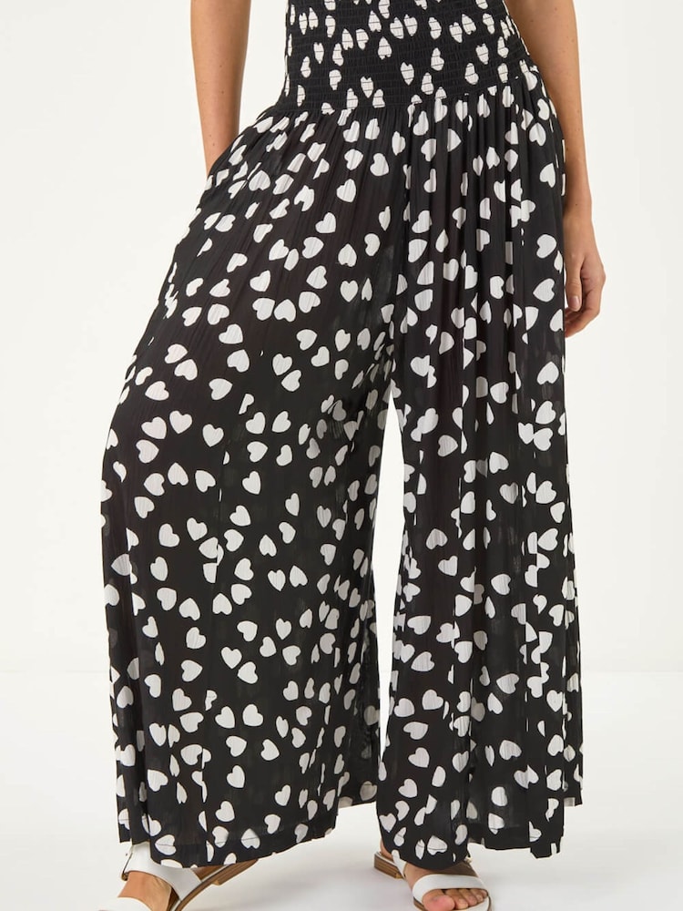 Roman Black Abstract Palazzo Trousers - Image 4 of 4