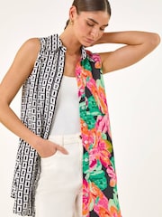 Roman Black Contrast Collared Longline Blouse - Image 1 of 5