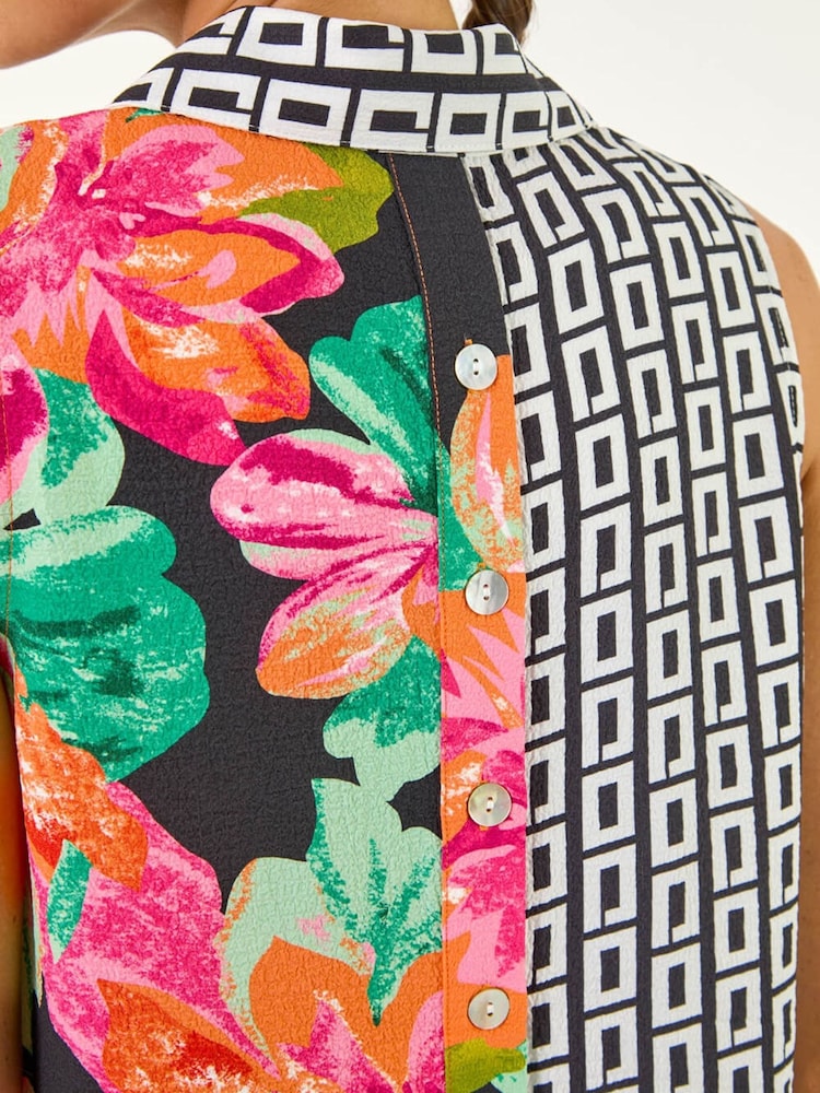 Roman Black Contrast Collared Longline Blouse - Image 6 of 6 Roman Black Contrast Collared Longline Blouse - Image 6 of 6