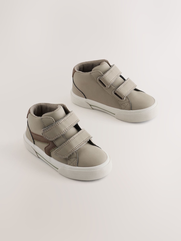 Dark Natural Wide Fit (G) Hi-Top Touch Fastening Trainers - Image 1 of 6 Dark Natural Wide Fit (G) Hi-Top Touch Fastening Trainers - Image 1 of 6