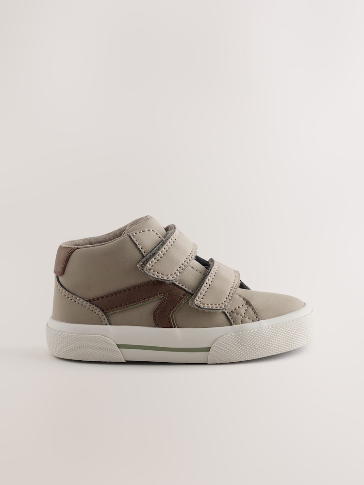 Dark Natural Wide Fit (G) Hi-Top Touch Fastening Trainers - Image 2 of 6 Dark Natural Wide Fit (G) Hi-Top Touch Fastening Trainers - Image 2 of 6