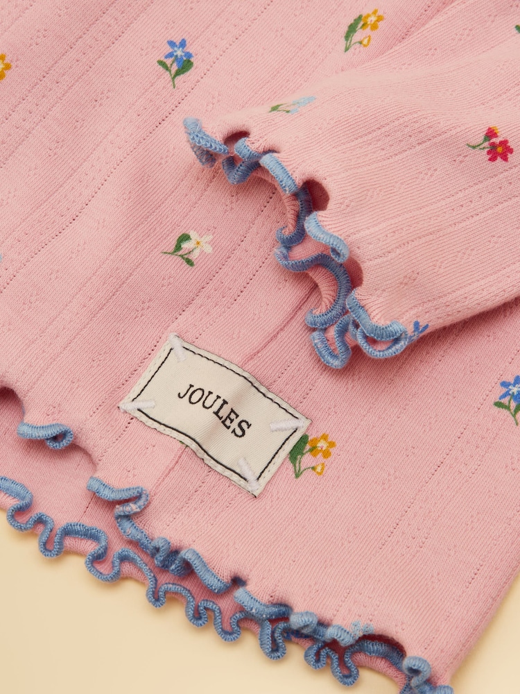 Joules Girls' Odelia Cream & Pink Pack Of Two Long Sleeve Pointelle Tops - Image 6 of 6 Joules Girls' Odelia Cream & Pink Pack Of Two Long Sleeve Pointelle Tops - Image 6 of 6