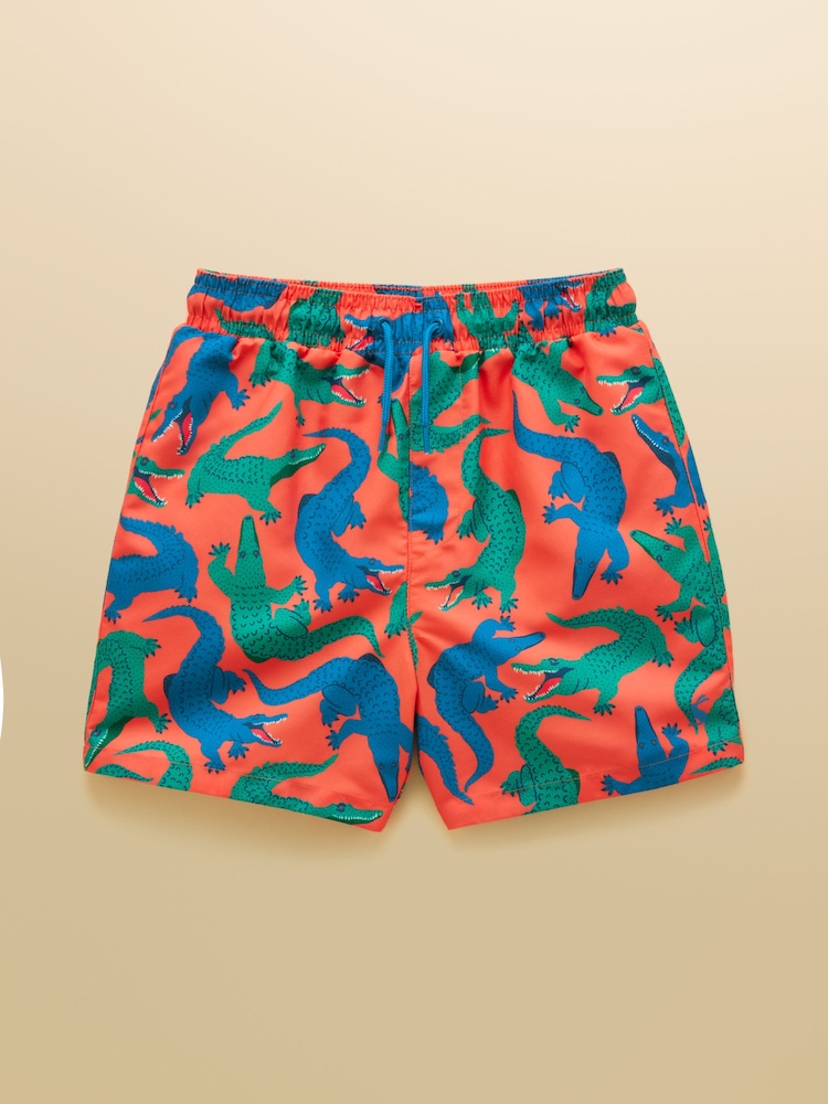 Joules Boys' Ocean Orange Crocodiles Printed Swim Shorts - Image 1 of 4