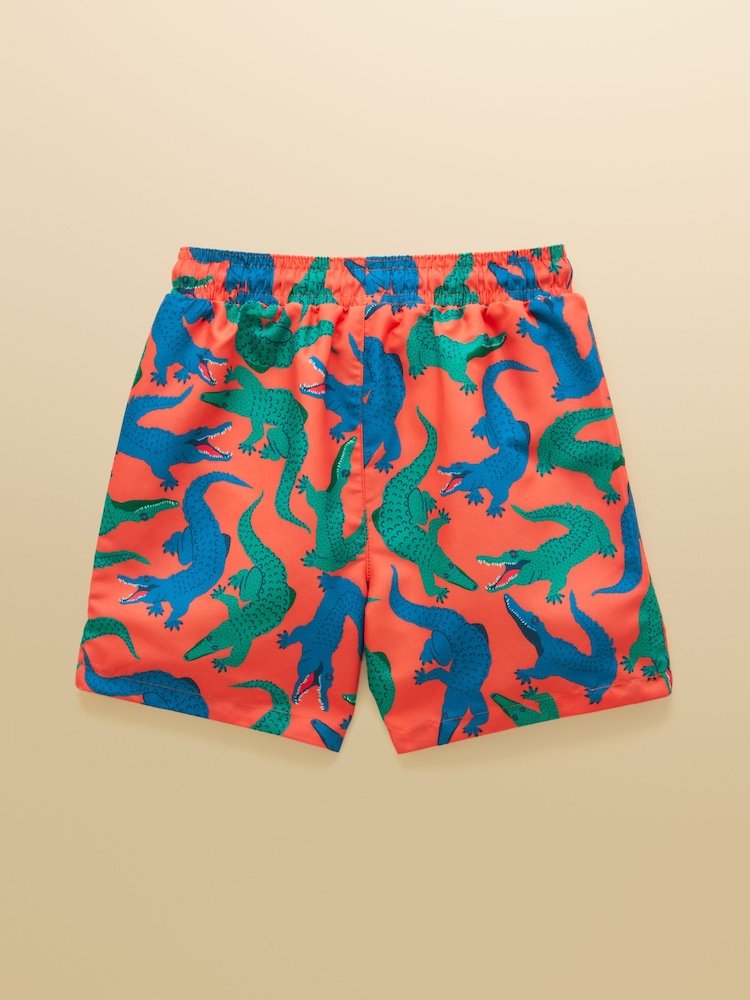 Joules Boys' Ocean Orange Crocodiles Printed Swim Shorts - Image 2 of 4