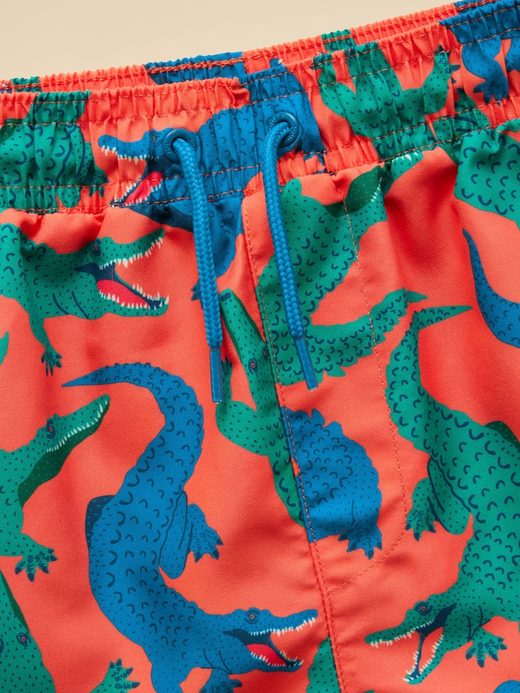Joules Boys' Ocean Orange Crocodiles Printed Swim Shorts - Image 4 of 4