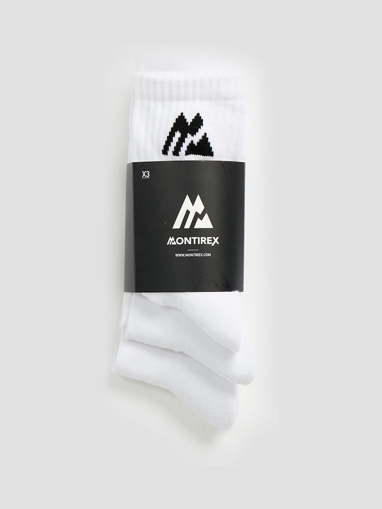 Montirex White Crew Socks 3 Pack - Image 1 of 2