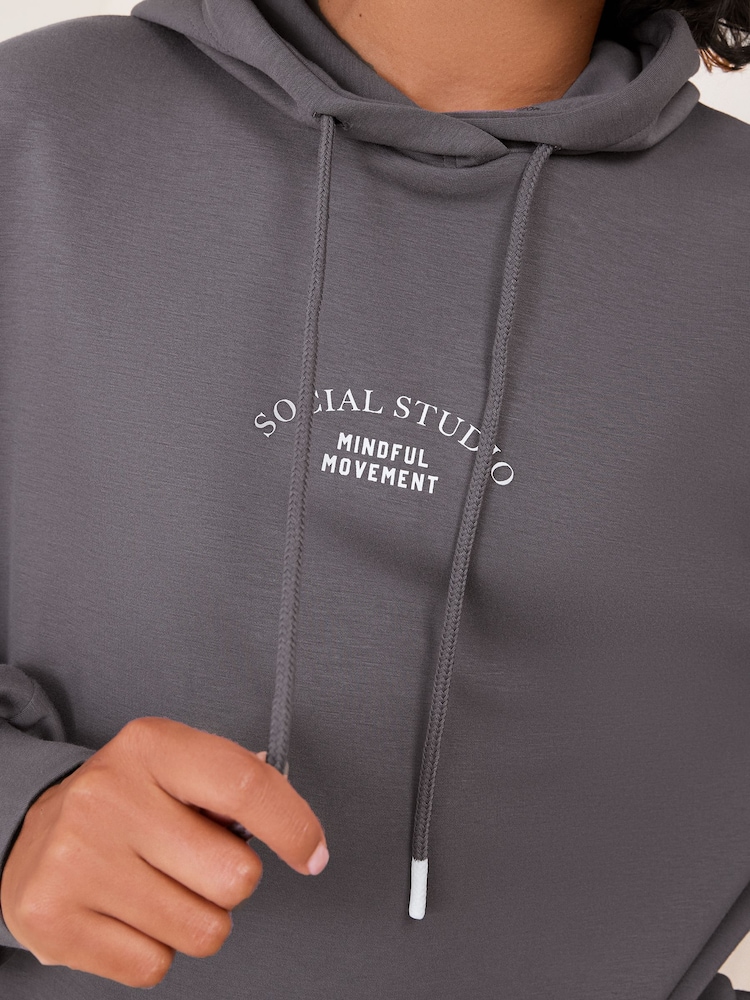 Friends Like These Taupe Studio Soft Scuba Relaxed Fit Longline Hoodie - Image 2 of 5